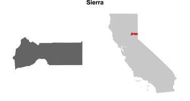 Sierra County, California blank outline map set vector