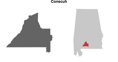 Conecuh County, Alabama blank outline map set vector