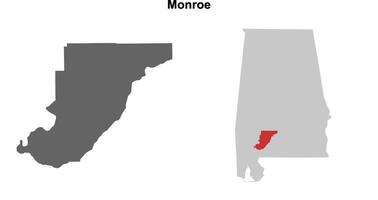 Monroe County, Alabama blank outline map set vector