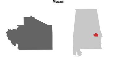 Macon County, Alabama blank outline map set vector