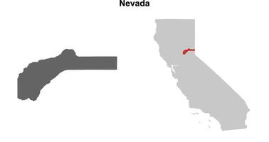 Nevada County, California blank outline map set vector