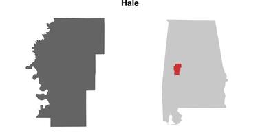 Hale County, Alabama blank outline map set vector