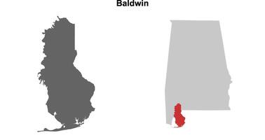 Baldwin County, Alabama blank outline map set vector