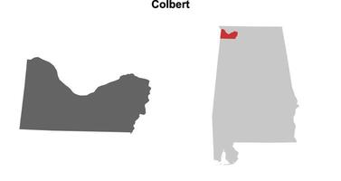 Colbert County, Alabama blank outline map set vector
