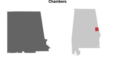 Chambers County, Alabama blank outline map set vector