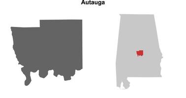 Autauga County, Alabama blank outline map set vector