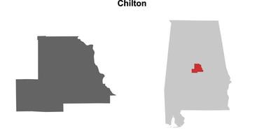 Chilton County, Alabama blank outline map set vector
