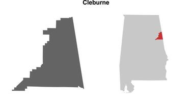 Cleburne County, Alabama blank outline map set vector