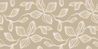 Hand drawn simple abstract floral print. Outline pattern, trendy collage lines. Fashionable template for fabric design. vector