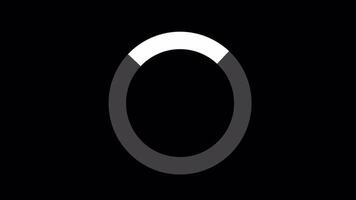 A black and white image of a clock with a white circle video