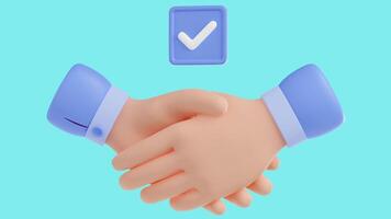 Two hands shaking hands with a check mark video