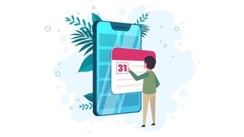 Man holding a calendar on a smartphone video