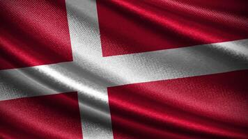 Denmark flag with realistic silky wave texture photo