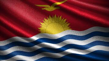Kiribati flag with realistic silky wave texture photo