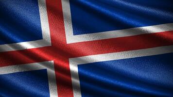 Iceland flag with realistic silky wave texture photo