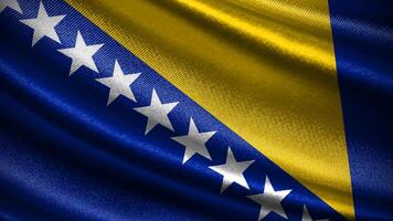 Bosnia and Herzegovina flag with realistic silky wave texture photo