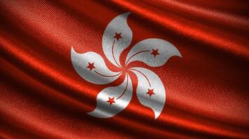 Hong Kong flag with realistic silky wave texture photo