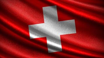 Switzerland flag with realistic silky wave texture photo