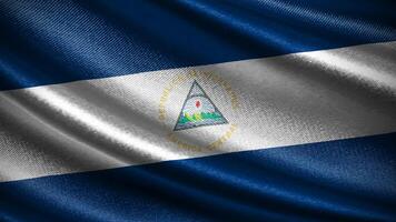 Nicaragua flag with realistic silky wave texture photo