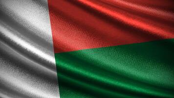 Madagascar flag with realistic silky wave texture photo