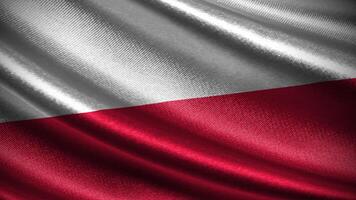 Poland flag with realistic silky wave texture photo