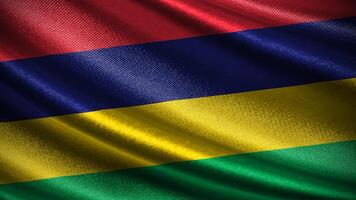 Mauritius flag with realistic silky wave texture photo