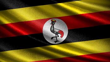 Uganda flag with realistic silky wave texture photo