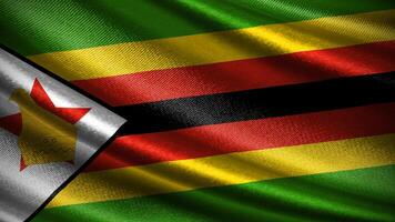 Zimbabwe flag with realistic silky wave texture photo