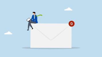 Email management, 4k animation of businessman work with computer laptop on email envelope video
