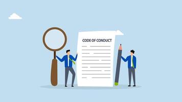 Code of conduct, 4k animation of businessman writing code of conduct document video