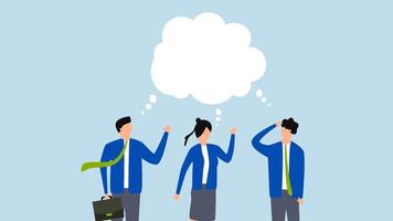 Thinking the same idea, 4k animation of thoughtful business people brainstorm with same thinking bubble video