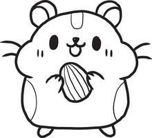 Squirrel eating doodle lineart minimal Artwork vector