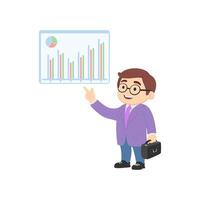 Businessman with briefcase and chart on white background vector