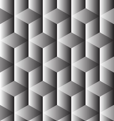 Seamless geometric pattern with 3D cubes in grayscale. The optical illusion creates a visually engaging and modern design, perfect for backgrounds, wallpapers, and textiles