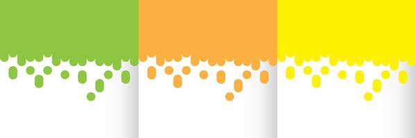 Colorful paint drips in green, orange, and yellow on a white background. Perfect for creative design projects, backgrounds, and artistic themes vector