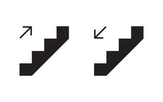 Collection of stair icons with arrows indicating upward and downward directions, ideal for signage, navigation, and wayfinding designs vector