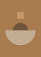 Modern abstract design with beige square and black and white concentric circles on a brown background, perfect for contemporary decor vector