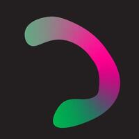 Abstract colorful gradient shape on a dark background, featuring a smooth transition from green to pink. Ideal for modern design, digital art, and creative projects vector
