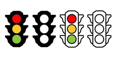 Different traffic lights icon set vector