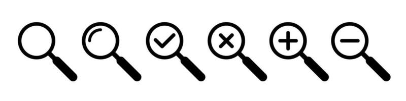 Magnifying glass icon symbol set vector