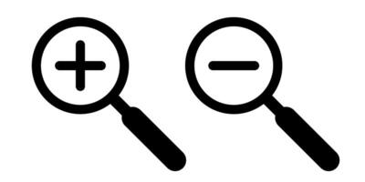 Zoom in and zoom out magnifying glass vector