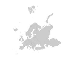 Europe country map in grey white colors. Grayscale all contries isolated on white background for website, education, travel. Minimalist flat background for project and illustration. vector