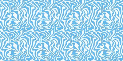 Liquid blue lines summer retro seamless pattern. Twisted and distorted groovy hippie background. Abstract water waves banner. Vintage illustration in trendy psychedelic style vector