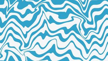 Retro twisted and distorted summer groovy hippie line blue background. Waves, swirl, twirl pattern. Vintage backgrounds in trendy psychedelic style. Abstract water waves vector