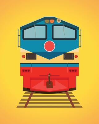 Realistic Bangladeshi Train illustration in yellow background