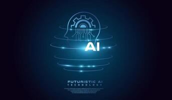 A glowing digital representation of artificial intelligence AI with a technological theme. The AI concept world background template illustration. vector