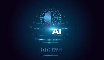 AI head concept Technological Digital Brain with AI Chip. vector