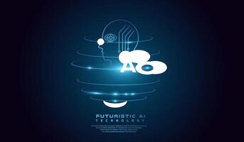 The Artificial Intelligence, Isometric banner for AI, Deep Learning, Technological Digital Brain. AI head concept world background illustration vector