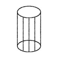 A drawing of a cylinder with a hole in it vector