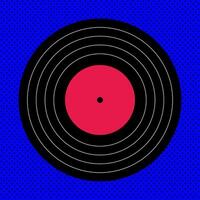 Vinyl record emblem in pop art style. Retro gramophone record background vector